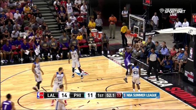 July 11, 2015 - Lakers vs. 76ers - D'Angelo Russell Bounce Pass To Tony Mitchell