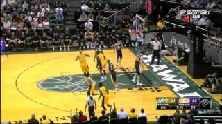 October 4, 2015 - Jazz vs. Lakers - Lou Williams Behind The Back Pass To Brandon Bass For Dunk