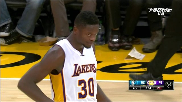 November 1, 2015 - Mavericks vs. Lakers - Julius Randle To Brandon Bass For Dunk