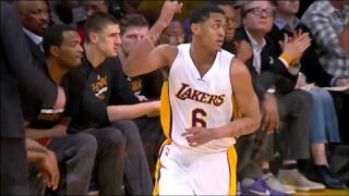 January 3, 2016 - Suns vs. Lakers - Jordan Clarkson Between The Legs To Larry Nance Jr. For Dunk