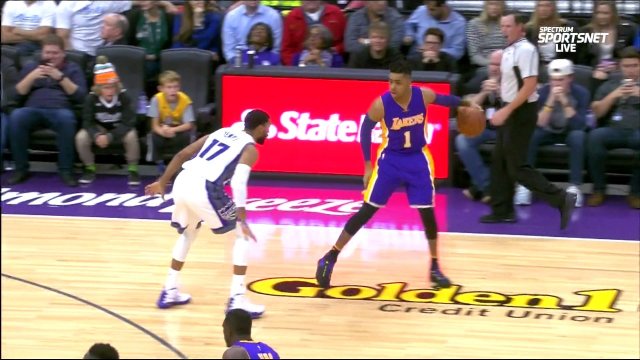 December 12, 2016 - Lakers vs. Kings - D'Angelo Russell To Luol Deng For Dunk